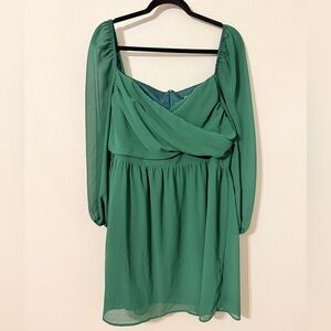 Shein Curve Lantern Sleeve Emerald Green Dress 1XL